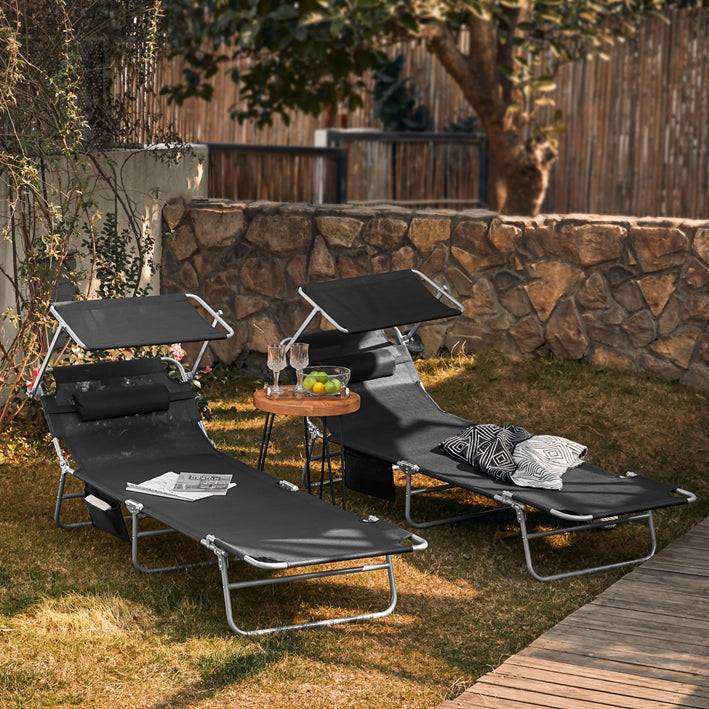Sobuy SoBuy Sonnenliege mit Sonnendach Gartenliege Strandliege klappbar Schwarz OGS48-SCHx2 Verkauf
