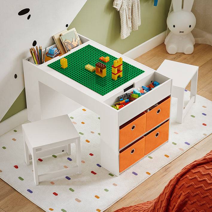 Sobuy SoBuy Kindertisch mit 2 Stühlen Kindersitzgruppe Spieltisch Aktivitätstisch für Kinder Weiß| KMB75-W Outlet