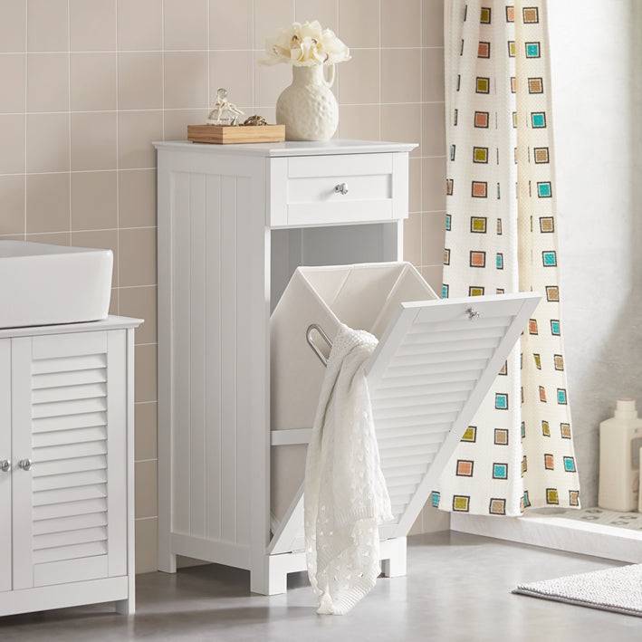Sobuy SoBuy Wäscheschrank mit Wäschesack Wäschesammler Wäschekorb Weiß BZR73-W Günstiger Verkauf
