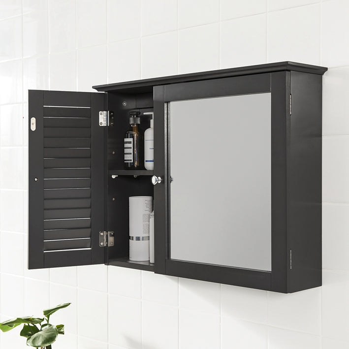 Sobuy SoBuy Spiegelschrank Hängeschrank mit Spiegeltür Badschrank Dunkelgrau BZR55-DG Schlussverkauf