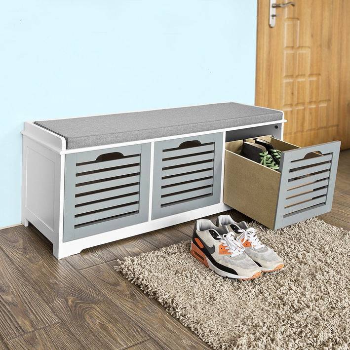 Sobuy SoBuy Schuhbank mit Sitzkissen Schuhtruhe Sitzkommode Grau FSR23-HG Outlet