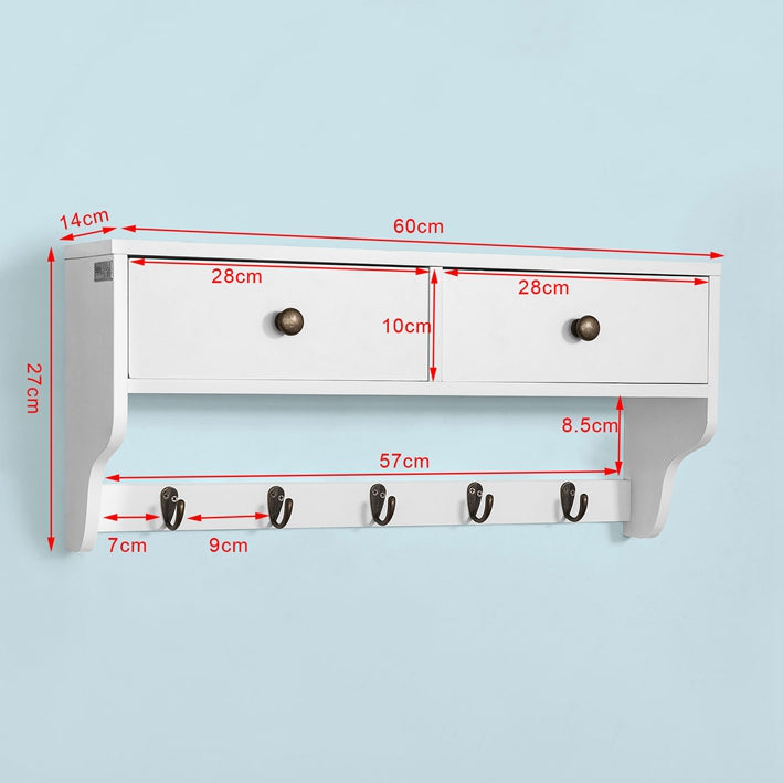 Sobuy SoBuy Wandgarderobe Hängeregal mit Schubladen Weiß FRG178-W Angebote