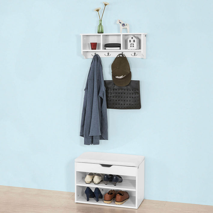 Sobuy SoBuy Wandgarderobe Hängeregal Flurgarderobe Weiß FRG48-W Schlussverkauf