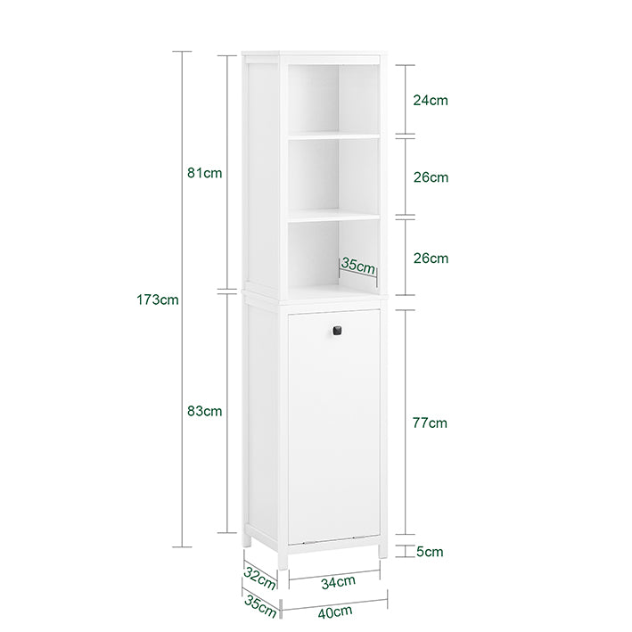 Sobuy SoBuy Badschrank mit Wäschesack Hochschrank Badregal Wäscheschrank Weiß BZR95-W Blitzverkäufe