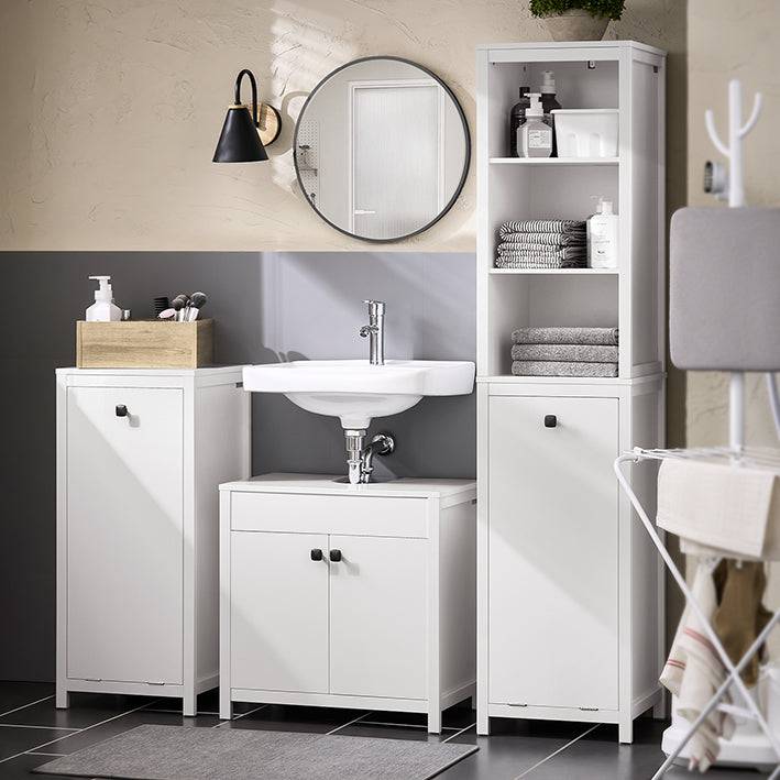 Sobuy SoBuy Wäscheschrank mit Wäschetruhe Wäschesammler Badschrank Wäschesack Weiß BZR96-W Outlet