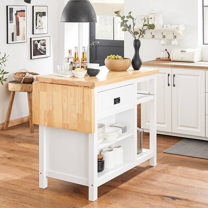 Sobuy SoBuy Kücheninsel Küchenschrank Sideboard Bartisch Esstisch Weiß-Natur KNL06-WN Exklusive Angebote