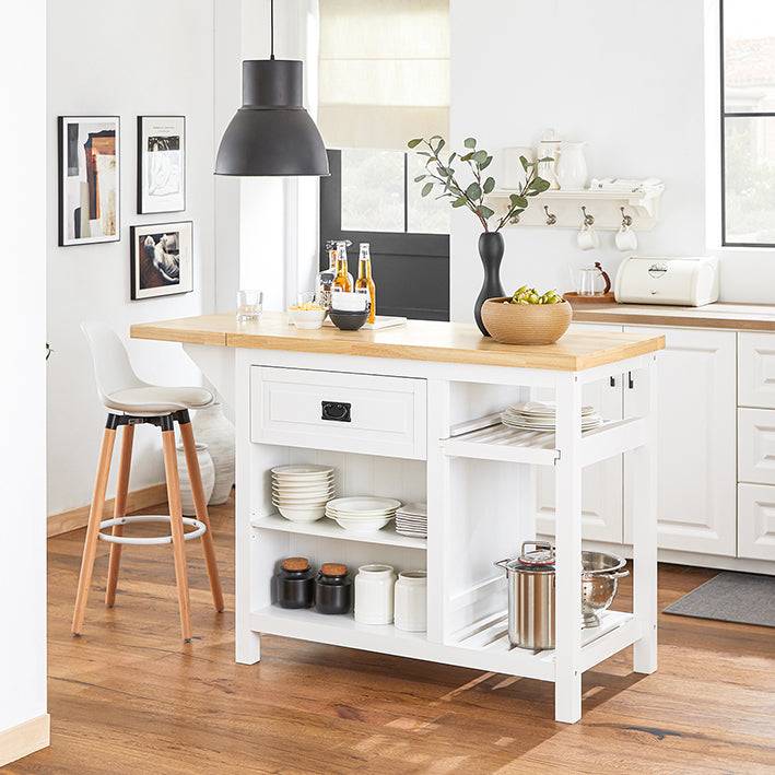 Sobuy SoBuy Kücheninsel Küchenschrank Sideboard Bartisch Esstisch Weiß-Natur KNL06-WN Exklusive Angebote