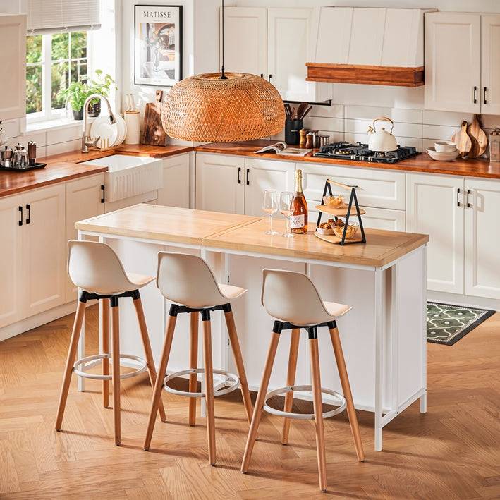 Sobuy SoBuy Kücheninsel Sideboard Küchenschrank Kommode Bartisch Weiß-Natur KNL09-WN Outlet