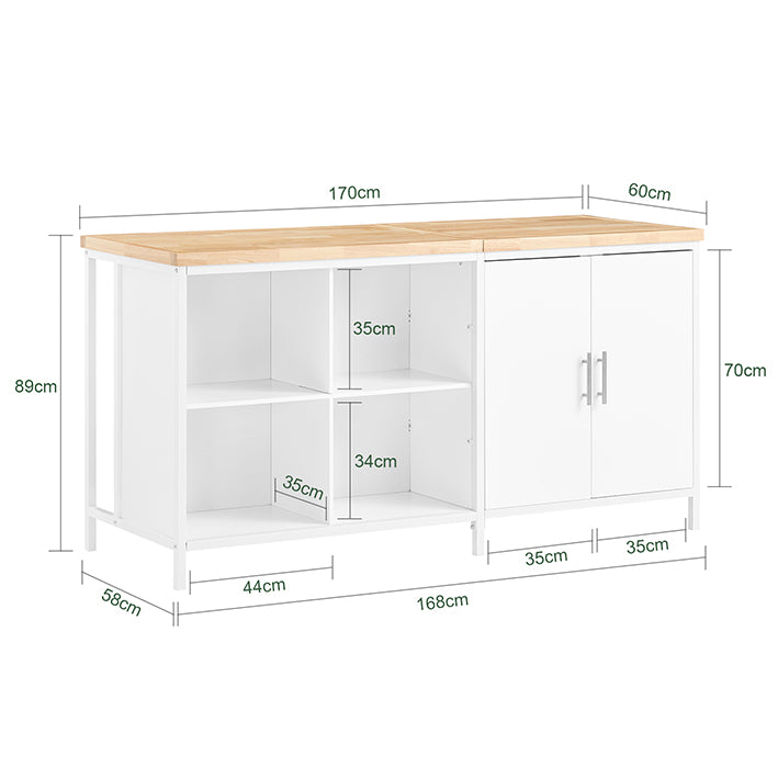 Sobuy SoBuy Kücheninsel Sideboard Küchenschrank Kommode Bartisch Weiß-Natur KNL09-WN Outlet