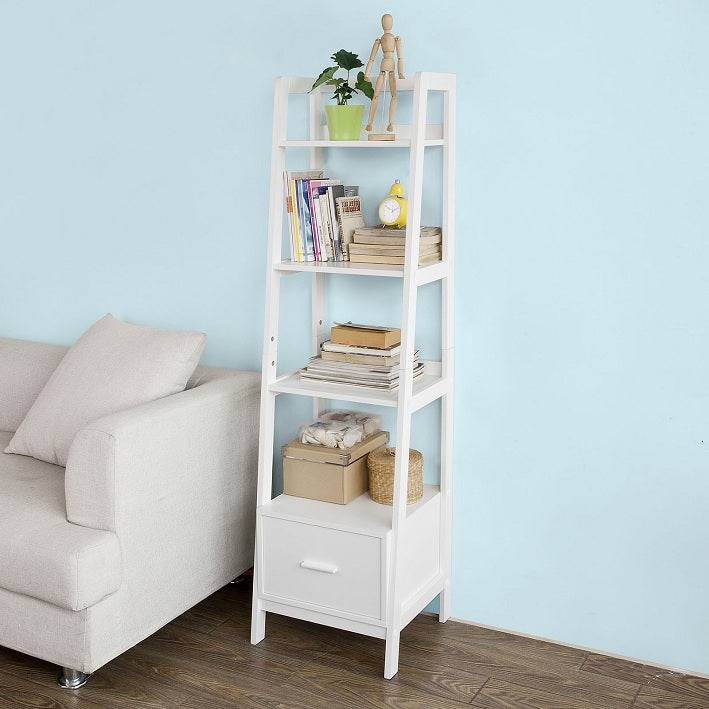 Sobuy SoBuy Leiterregal Weiß Bücherregal Breit 44cm Standregal Holz FRG116-K-W Letzte 2 Tage