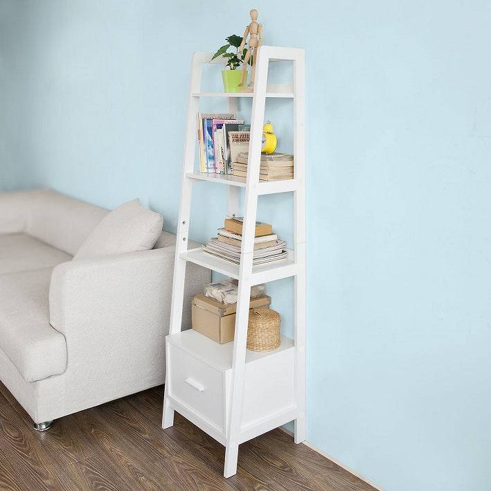 Sobuy SoBuy Leiterregal Weiß Bücherregal Breit 44cm Standregal Holz FRG116-K-W Letzte 2 Tage