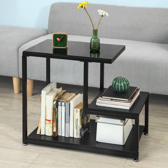Sobuy SoBuy Beistelltisch Glastisch Couchtisch Schwarz FBT65-SCH Vierteljährliche Förderung