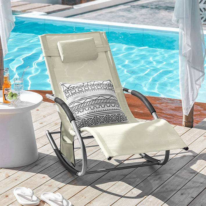 Sobuy SoBuy 2-er Set Gartenliege Sonnenliege mit Tasche Liegestuhl Beige OGS28-MIx2 Clearance-Verkauf