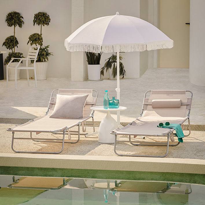 Sobuy SoBuy Strandliege Gartenliege Sonnenliege klappbar Beige OGS35-MIx2 Begrenzt auf 3 Tage