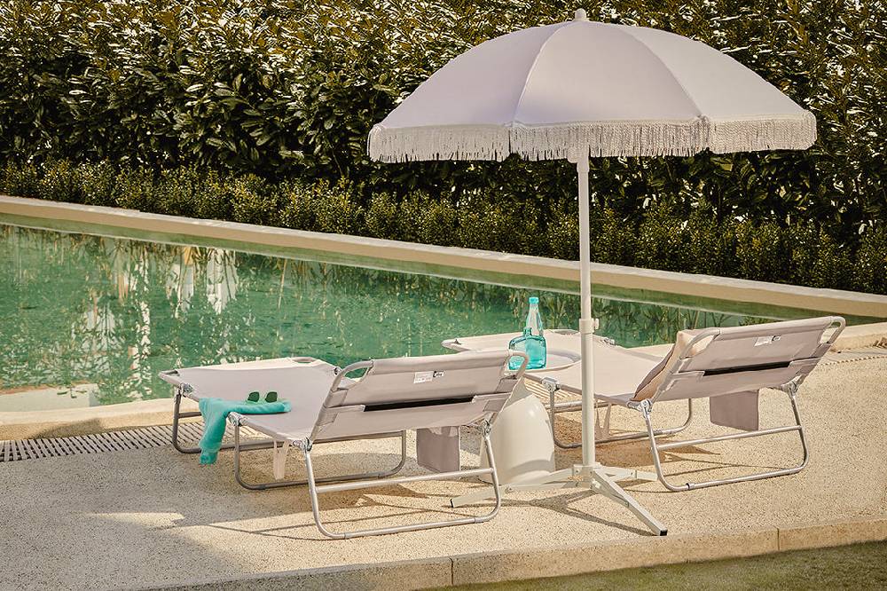 Sobuy SoBuy Strandliege Gartenliege Sonnenliege klappbar Beige OGS35-MIx2 Begrenzt auf 3 Tage