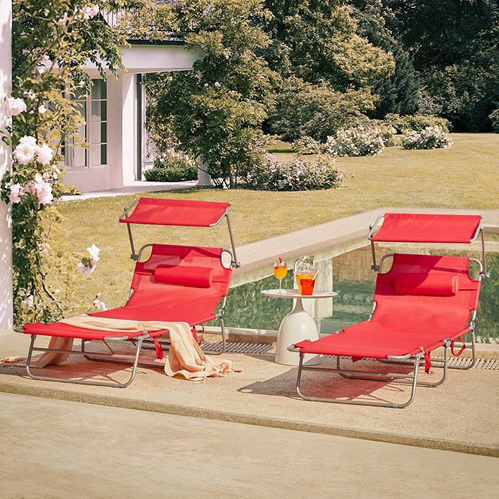 Sobuy SoBuy Sonnenliege mit Sonnendach Gartenliege Strandliege klappbar Rot OGS48-Rx2 Online