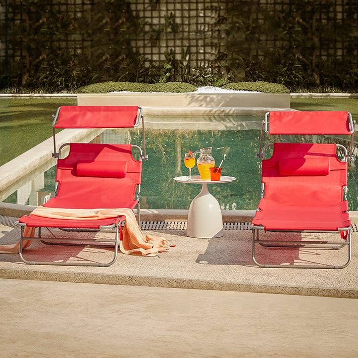 Sobuy SoBuy Sonnenliege mit Sonnendach Gartenliege Strandliege klappbar Rot OGS48-Rx2 Online