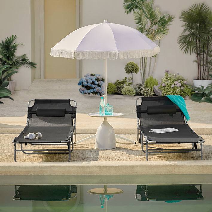 Sobuy SoBuy Strandliege Gartenliege Sonnenliege klappbar Schwarz OGS35-SCHx2 Outlet