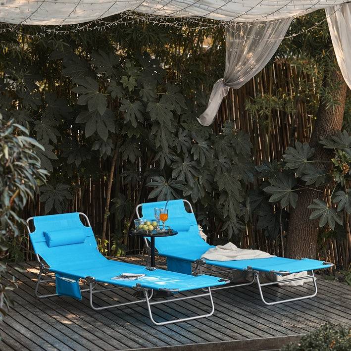Sobuy SoBuy Strandliege Gartenliege Sonnenliege klappbar Blau OGS35-Bx2 Auslauf