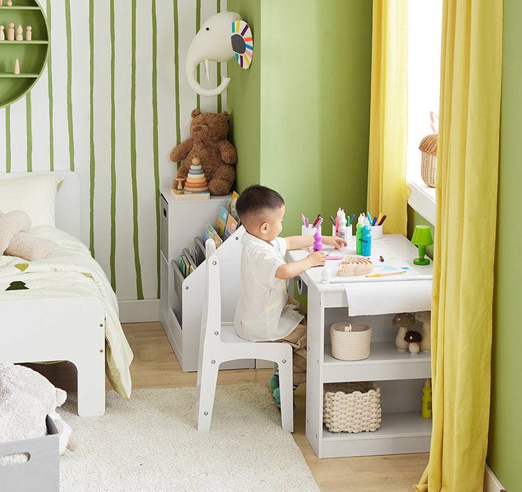 Sobuy SoBuy Kindertisch mit 1 Stuhl Kindersitzgruppe Maltisch für Kinder Weiß| KMB60-W Fabrikverkauf