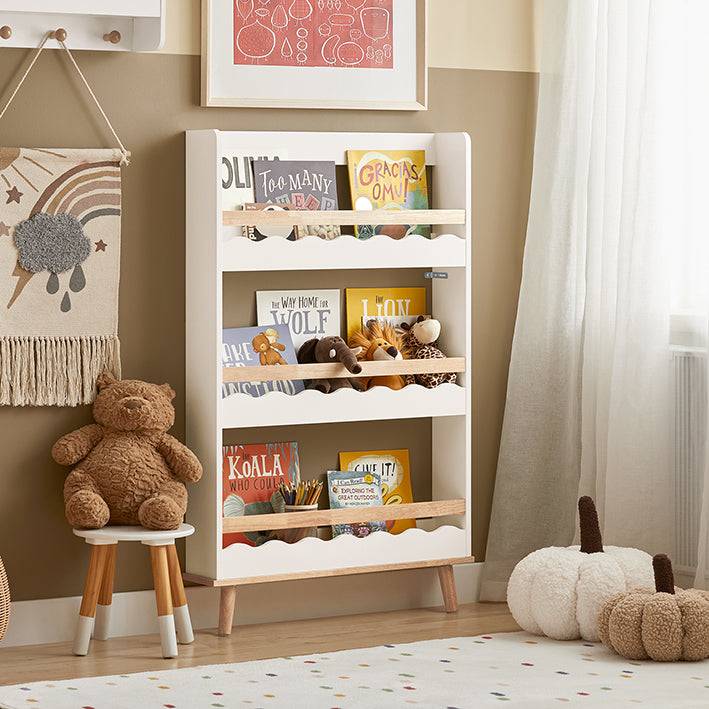 Sobuy SoBuy Kinderregal Bücherregal Wandregal Aufbewahrungsregal mit 3 Ablagen Weiß KMB77-W Günstig kaufen