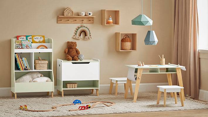 Sobuy SoBuy Kinderregal Bücherregal Aufbewahrungsregal für Kinder Weiß-Grün KMB90-GR Online Shopping