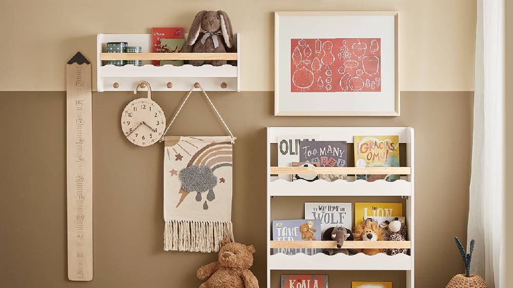 Sobuy SoBuy Wandregal Bücherregal für Kinder Kindergarderobe mit Ablage KMB78-W Exklusivangebot