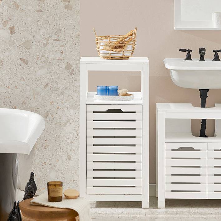 Sobuy SoBuy Wäscheschrank mit Wäschesack Wäschesammler Wäschekorb Weiß BZR67-W Sonderangebote