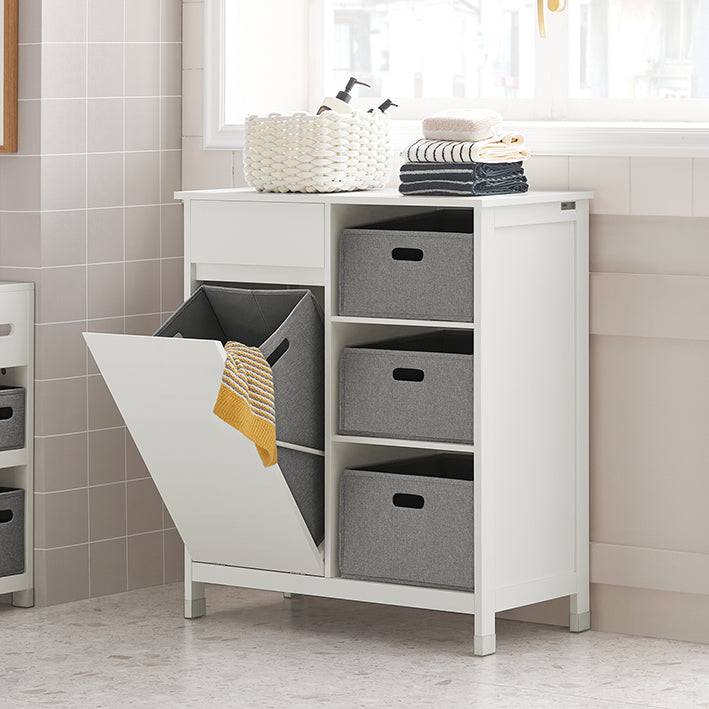Sobuy SoBuy Wäscheschrank Wäschesammler Wäschekorb Badezimmerschrank Weiß BZR77-W Tiefpreis
