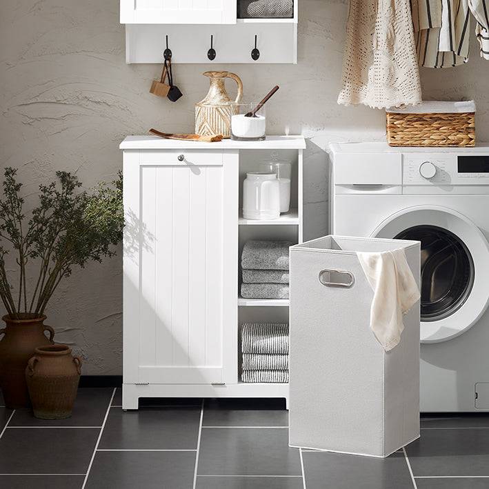 Sobuy SoBuy Wäscheschrank mit Wäschesack Wäschesammler Wäschekorb Weiß BZR105-W Neueste Stile