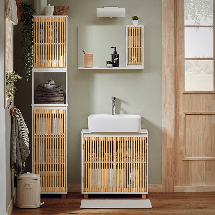 Sobuy SoBuy Hochschrank Badschrank schmal Badregal Badmöbel Weiß-Natur BZR127-W Zeitbegrenzte Promotion
