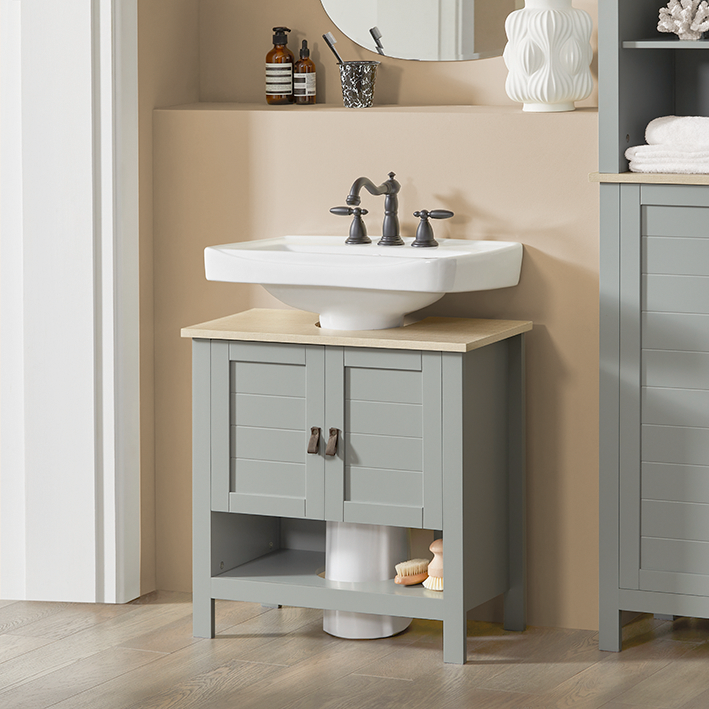 Sobuy SoBuy Waschbeckenunterschrank Badschrank Waschtisch Hellgrau BZR69-II-HG Bis zu 50% Rabatt