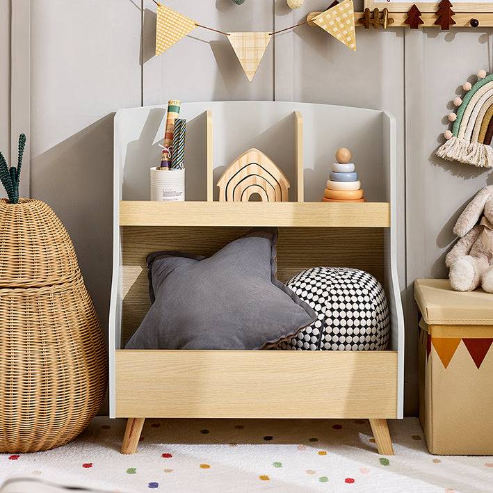 Sobuy SoBuy Kinderbücherregal Spielzeugtruhe Aufbewahrungsregal Kinderzimmer Grau/Natur KMB105-HG Begrenzt auf 3 Tage