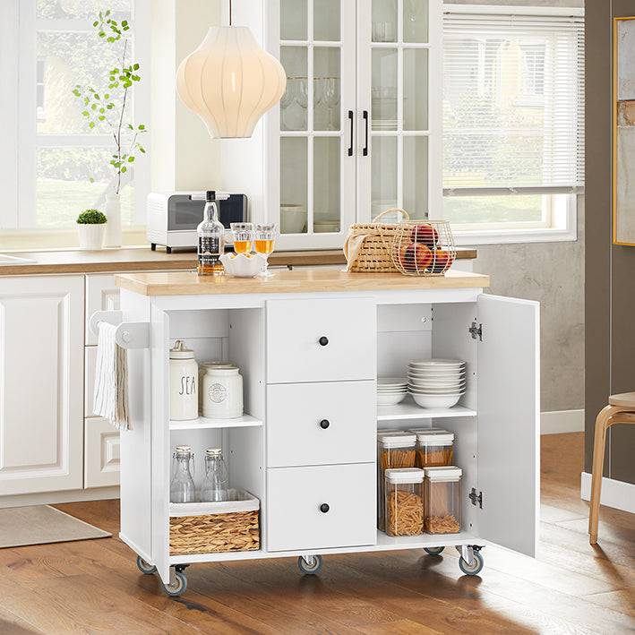 Sobuy SoBuy Kücheninsel Küchenwagen mit Arbeitsplatte Küchenschrank Weiß FKW96-II-WN im Angebot