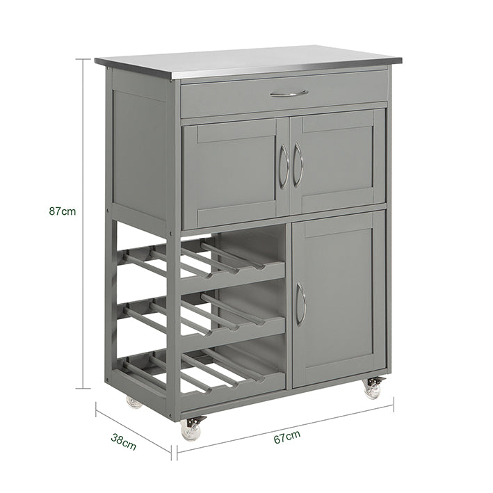 Sobuy SoBuy Servierwagen Küchenschrank Küchenwagen Hellgrau FKW45-HG Fabrikverkauf