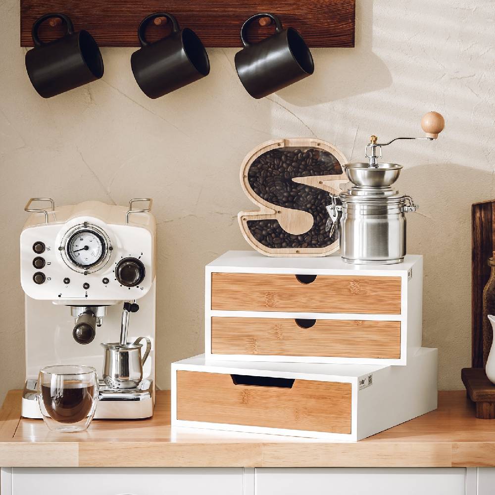 Sobuy SoBuy Kaffeekapsel Box Aufbewahrungsbox Schubladenbox Bambus FRG180-WN Kostenloser Versand