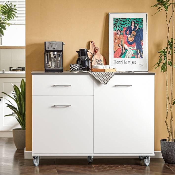 Sobuy SoBuy Küchenschrank Weiß Küchenwagen Kücheninsel Servierwagen FKW117-W