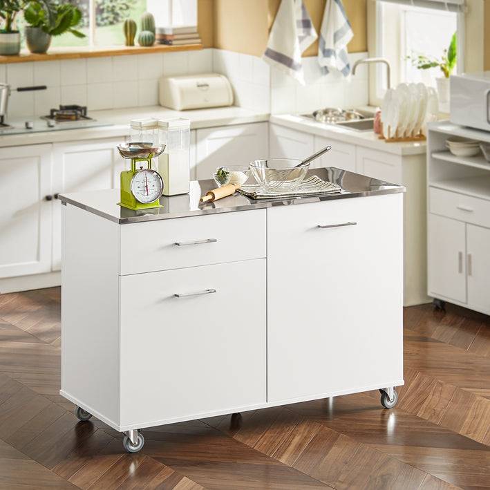 Sobuy SoBuy Küchenschrank Weiß Küchenwagen Kücheninsel Servierwagen FKW117-W Fabrikpreis