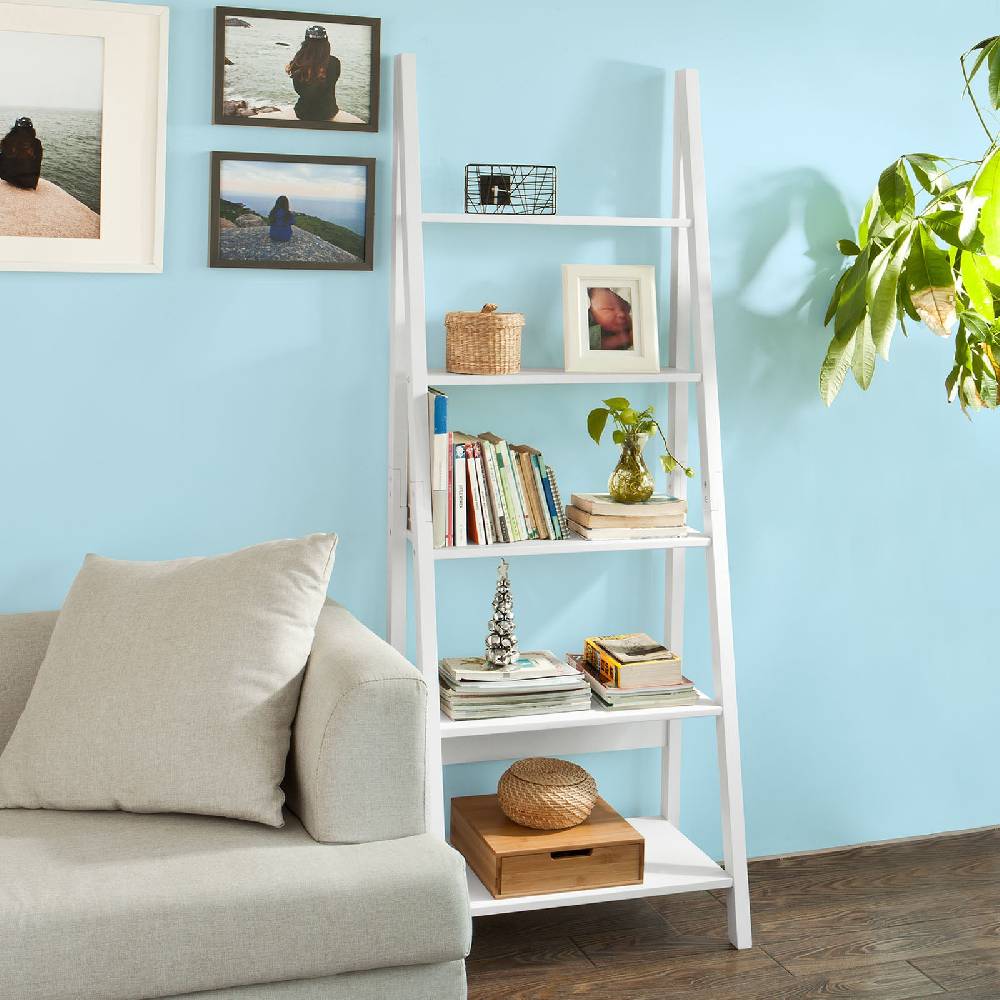 Sobuy SoBuy Leiterregal Weiß Bücherregal Standregal Holz FRG61-W Valentinstagsangebot
