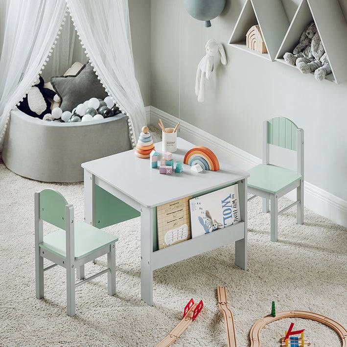 Sobuy SoBuy Kindertisch mit Stühlen Kindersitzgruppe Maltisch für Kinder Hellgrau KMB88-HG Saisonale Angebote