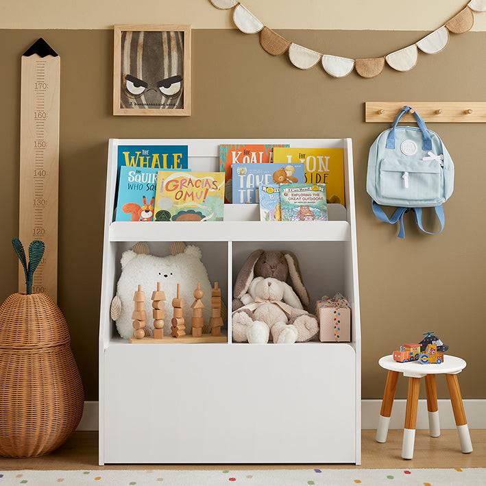 Sobuy SoBuy Kinderregal mit 1 Spielzeugtruhe Bücherregal Aufbewahrungsregal für Kinder KMB83-W Räumungsverkauf