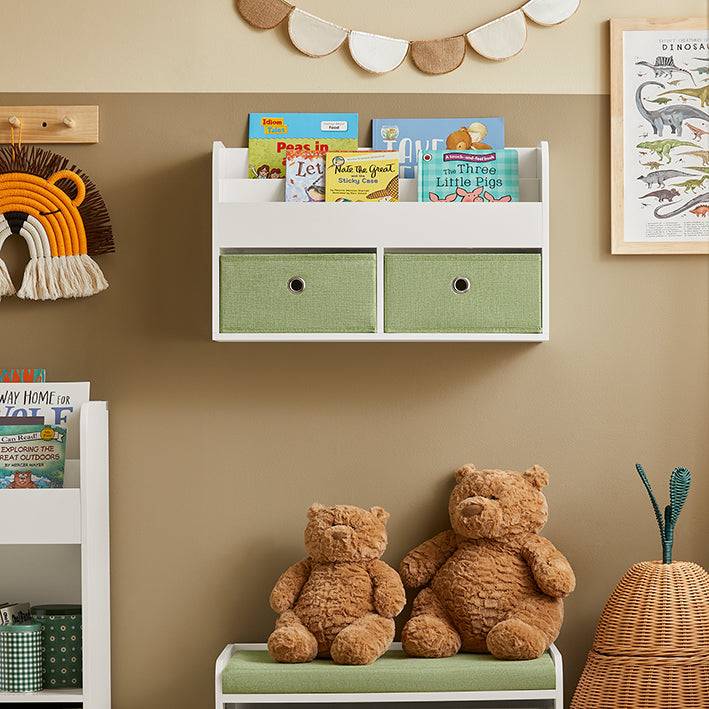 Sobuy SoBuy Kinderregal Wandgarderobe Bücherregal für Kinder Grün Weiß KMB81-W Sonderangebote