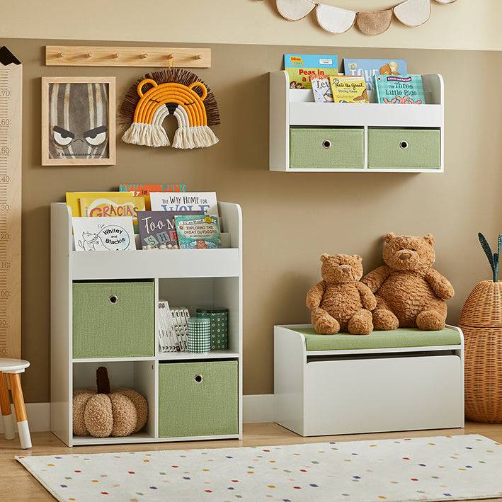 Sobuy SoBuy Kinderregal Wandgarderobe Bücherregal für Kinder Grün Weiß KMB81-W Sonderangebote