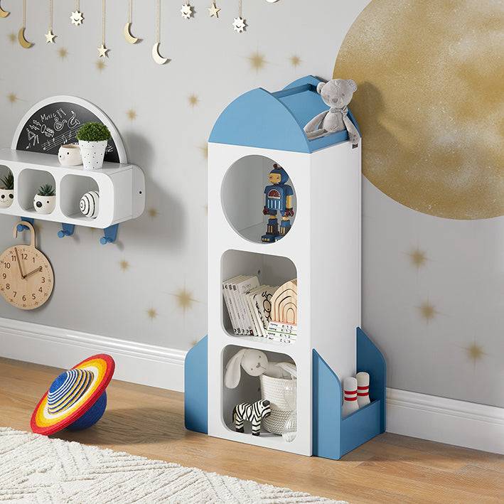 Sobuy SoBuy Kinderregal Rakete Bücherregal Aufbewahrungsregal für Kinder Weiß-Blau KMB87-W VIP-Rabatte