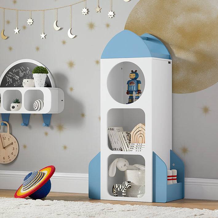 Sobuy SoBuy Kinderregal Rakete Bücherregal Aufbewahrungsregal für Kinder Weiß-Blau KMB87-W VIP-Rabatte
