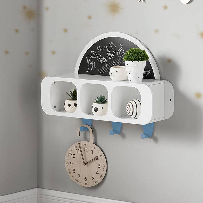 Sobuy SoBuy Kindergarderobe mit 1 halbrunden Tafel Kinderregal Wandgarderobe Hängeregal Weiß-Blau KMB86-W Neueste Stile