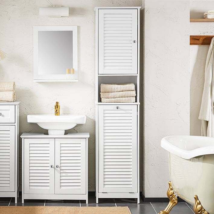 Sobuy SoBuy Hochschrank mit ausklappbarem Wäschesack schmal Wäscheschrank Badregal Weiß BZR124-W Vierteljährliche Förderung