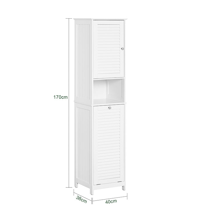 Sobuy SoBuy Hochschrank mit ausklappbarem Wäschesack schmal Wäscheschrank Badregal Weiß BZR124-W Vierteljährliche Förderung