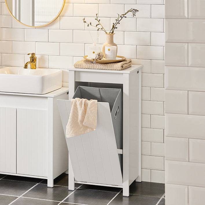 Sobuy SoBuy Wäscheschrank mit ausklappbarem Wäschesack Wäschesammler Wäschekorb Weiß BZR100-W 50% Rabatt mit kostenlosem Versand