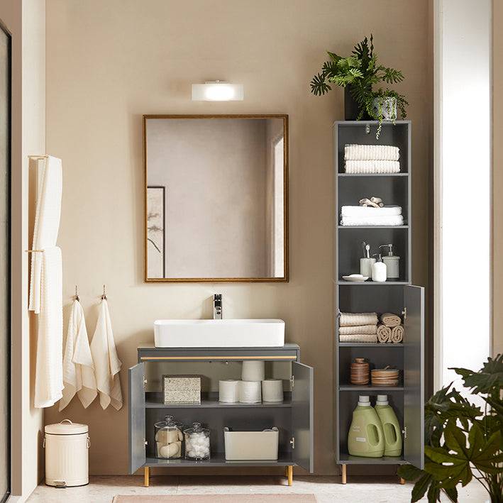 Sobuy SoBuy Bad Hochschrank Badschrank Badregal Badezimmermöbel Grau BZR130-HG Clearance-Verkauf